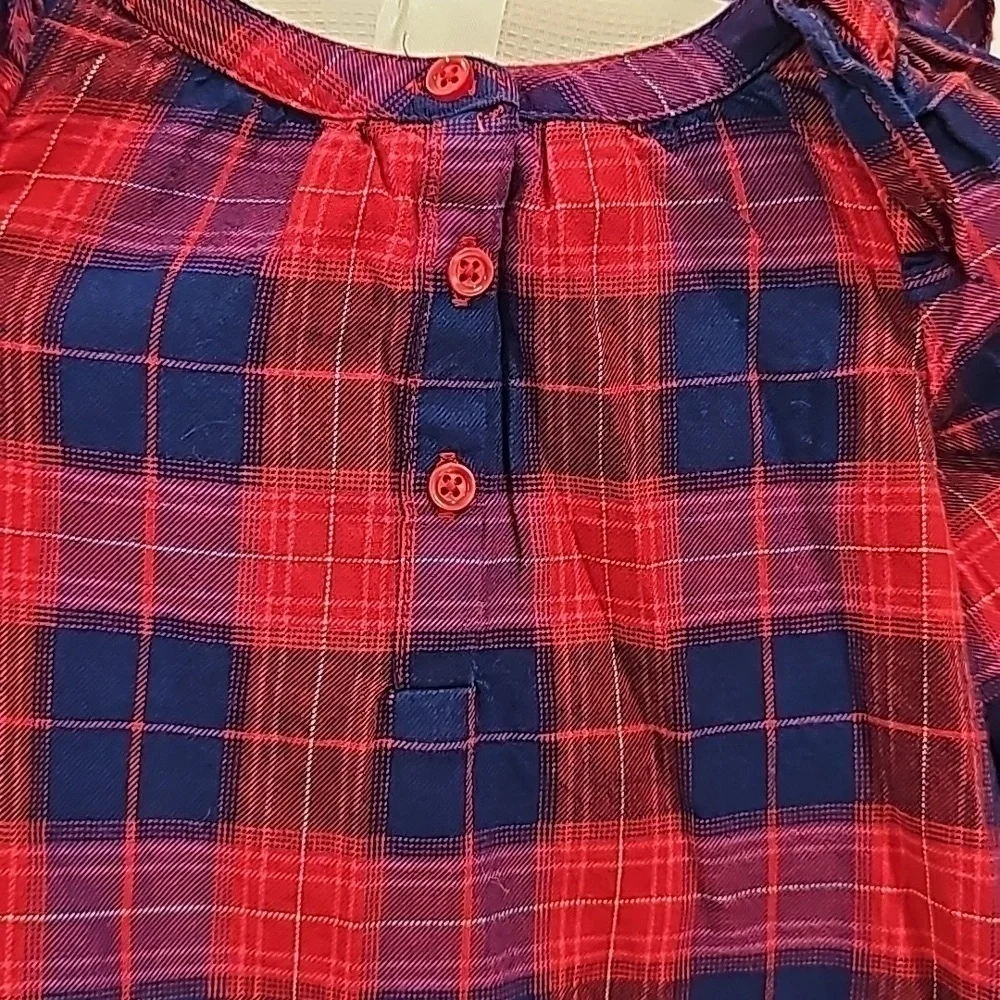 Gap Baby Red And Blue Plaid Long-Sleeve Romper - Size 3-6 Months